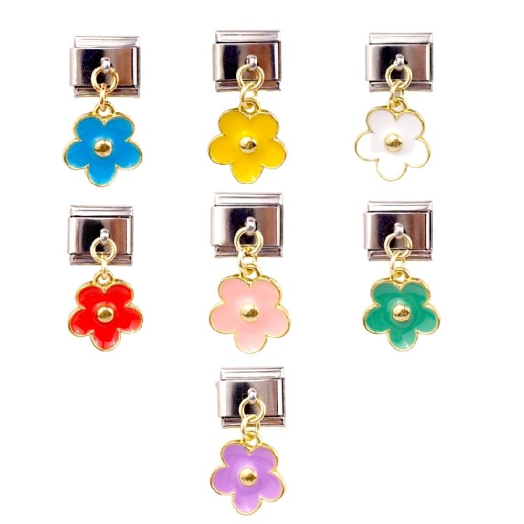 

Set of 7 Flower Beads Italian Charm Link Making Accessary Bracelet Making Supplies Bracelet Module Suitable for Bracelet 1