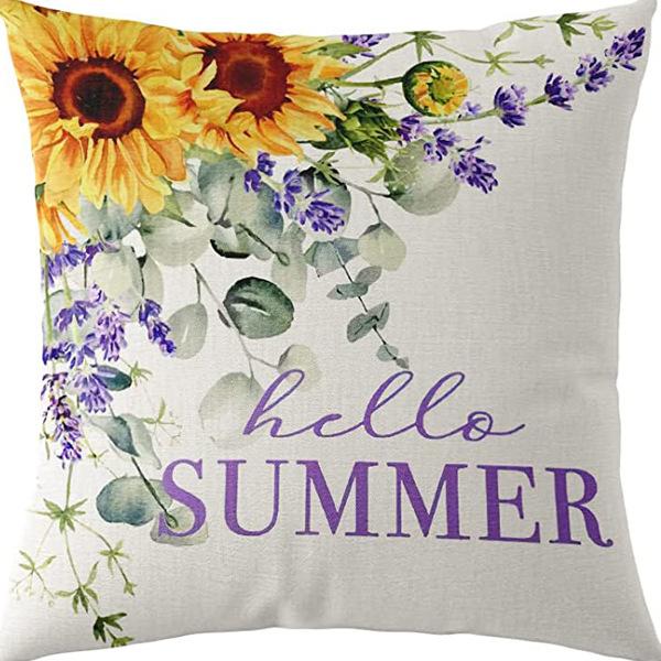 Flowers Daisy Tulip Printed Linen Pillow Case Home Living Room Sofa Bedroom Pillow Case