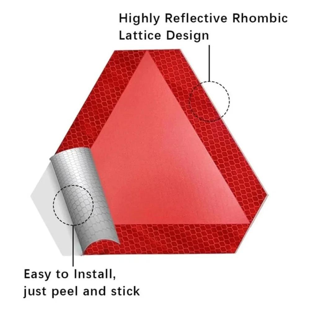 Bilvarselmerke Rødt Reflekterende Varseltrekant Bil Sikkerhetsskilt Vanntett Klistremerke for Kjøretøy Nødvarsel & Dekorasjon