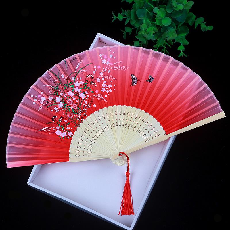 Children's Portable Pink & Blue Folding Dance Fan for Hanfu & Cheongsam