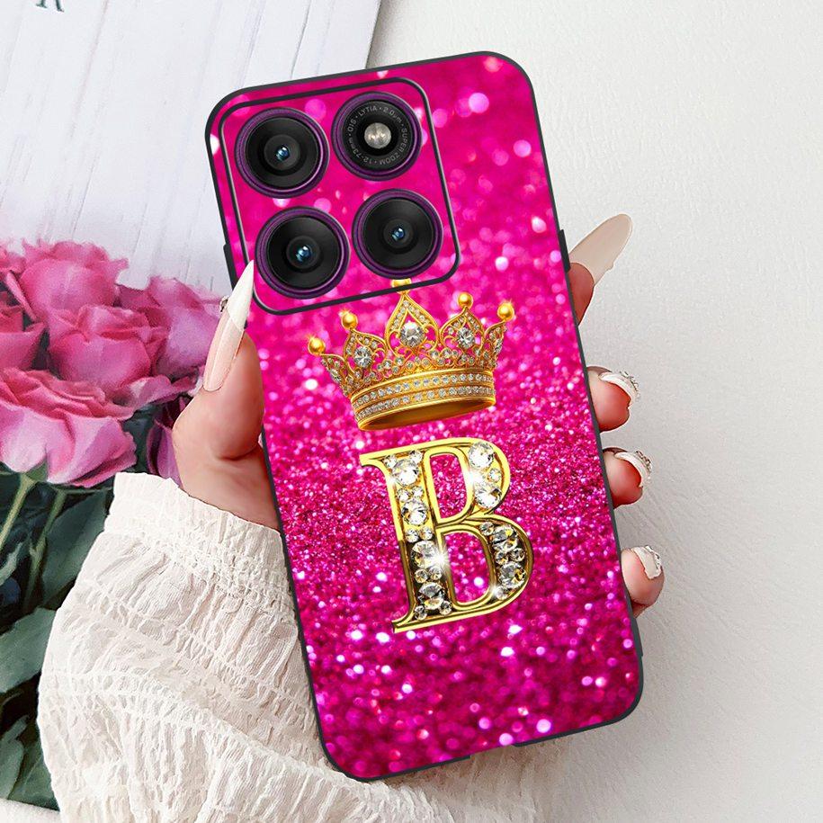 For Motorola Edge 60 Pro Case 2025 Luxury Crown Letters Soft Silicone Black Phone Cover For Moto Edge 60 Fusion 60s Edge60 Funda
