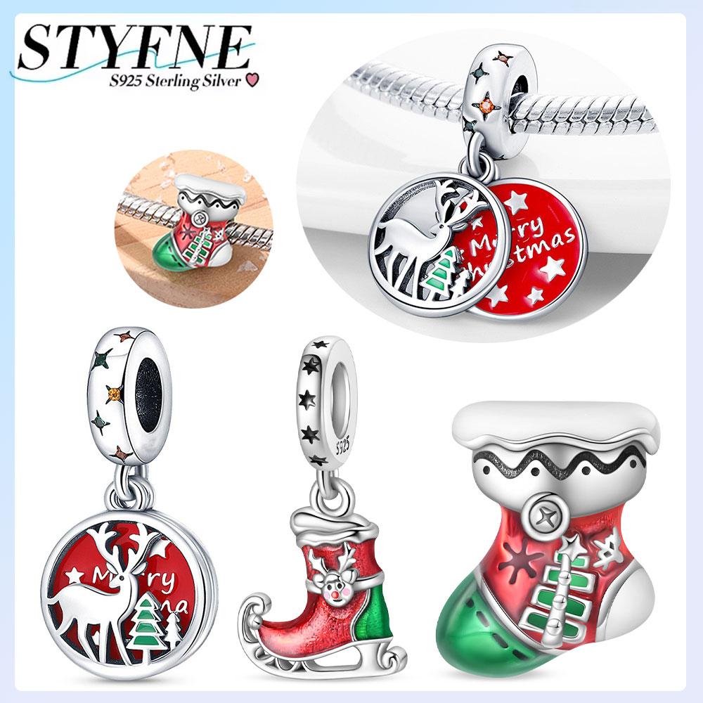 Copper Christmas Collection Elk Boots Charm Pendant Bead Charms Compatible With Authentic Bracelets for Women Valentine Day Jewellery Gifts