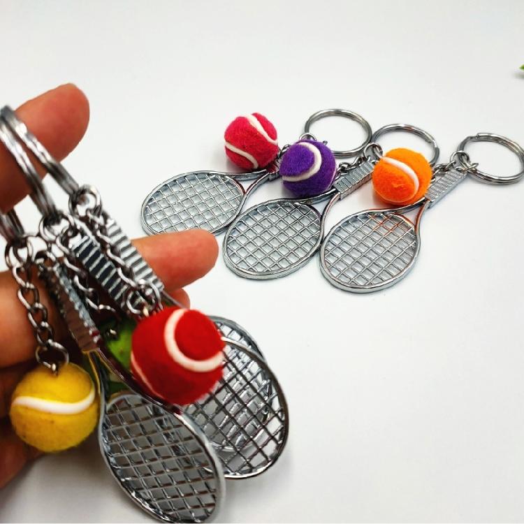 Modern Metallic Tennis Bag Keychain Lightweight Purse Decoration Friendly Key Holder Practical Wear Resistance