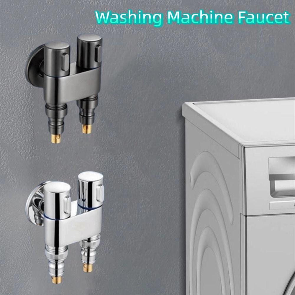 Dual Control Washing Machine Faucet Automatic Water Stop Angle Valve  Bathroom
