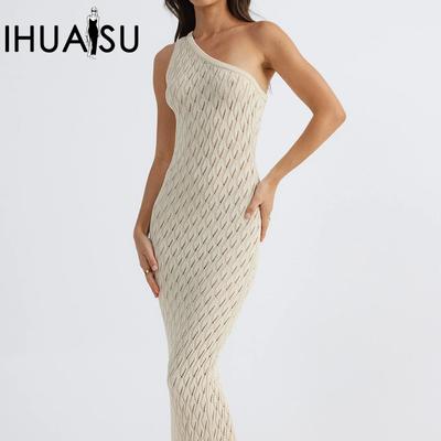 Summer New Women's Sexy Hottie Hollow Out Knit Dresses Stacked Long Cowl Woman