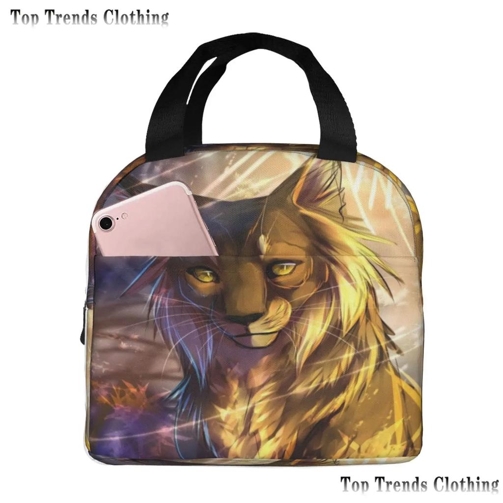 Warriors Cats Isolerad Lunchväska för Kvinnor Vattentät Termisk Kylväska Lunch Tote för Kontorsarbete Skola Termiska Väskor