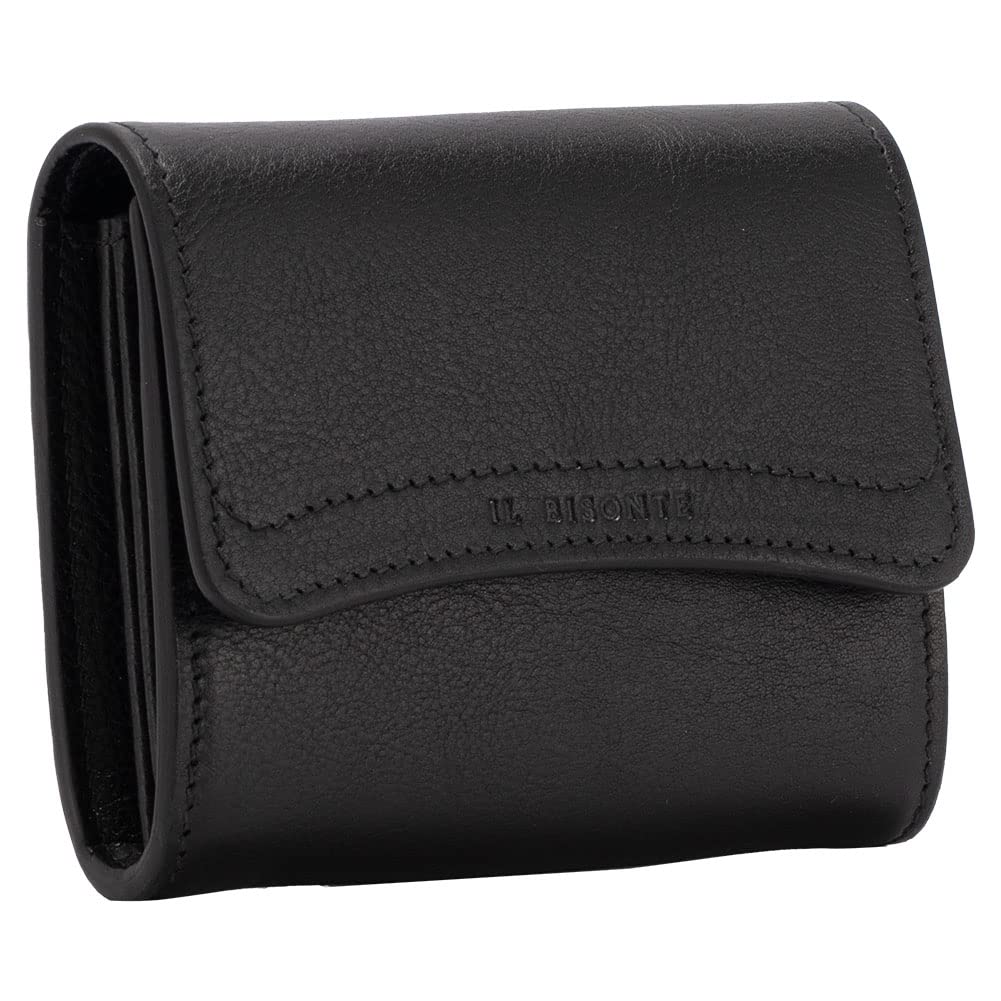 IL BISONTE Small Bifold Wallet SSW003, Compact Leather Wallet, Italian Cowhide Leather, Men's and Women's Fashion, Natural Brown (NaturaleNA245H)