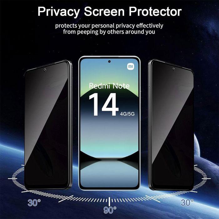 Protecteur d'écran - E.F.Connection - Redmi Note 14 - Verre trempé - Anti-espion - Lot de 4