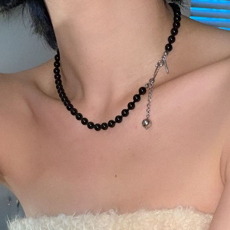 MERRYMOTIVE Black onyx surgical necklace