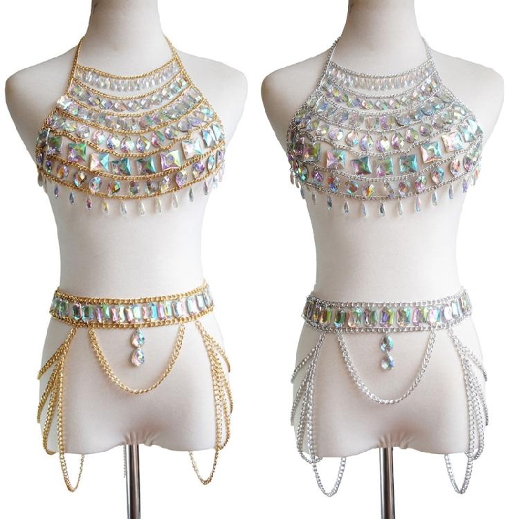 Simple Rhinestone Body Chain Crystal Bikini Bra Body Chain Jewelry Sexy Chain