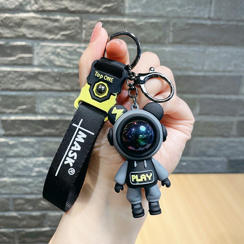 Colorful Play Lightning Bear Keychain Resin Material Cute Cartoon Gift Style