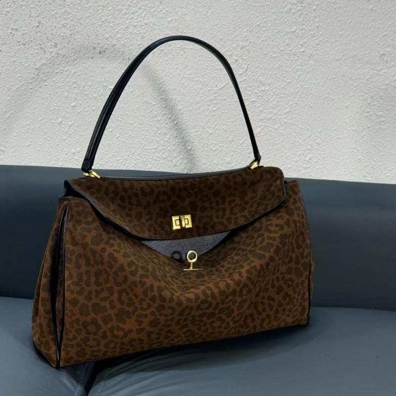 Rodeo Suede Leather Tote Bag Women Large Capacity Commuter Shoulder With Snap Lock Minimalist Matte Finish