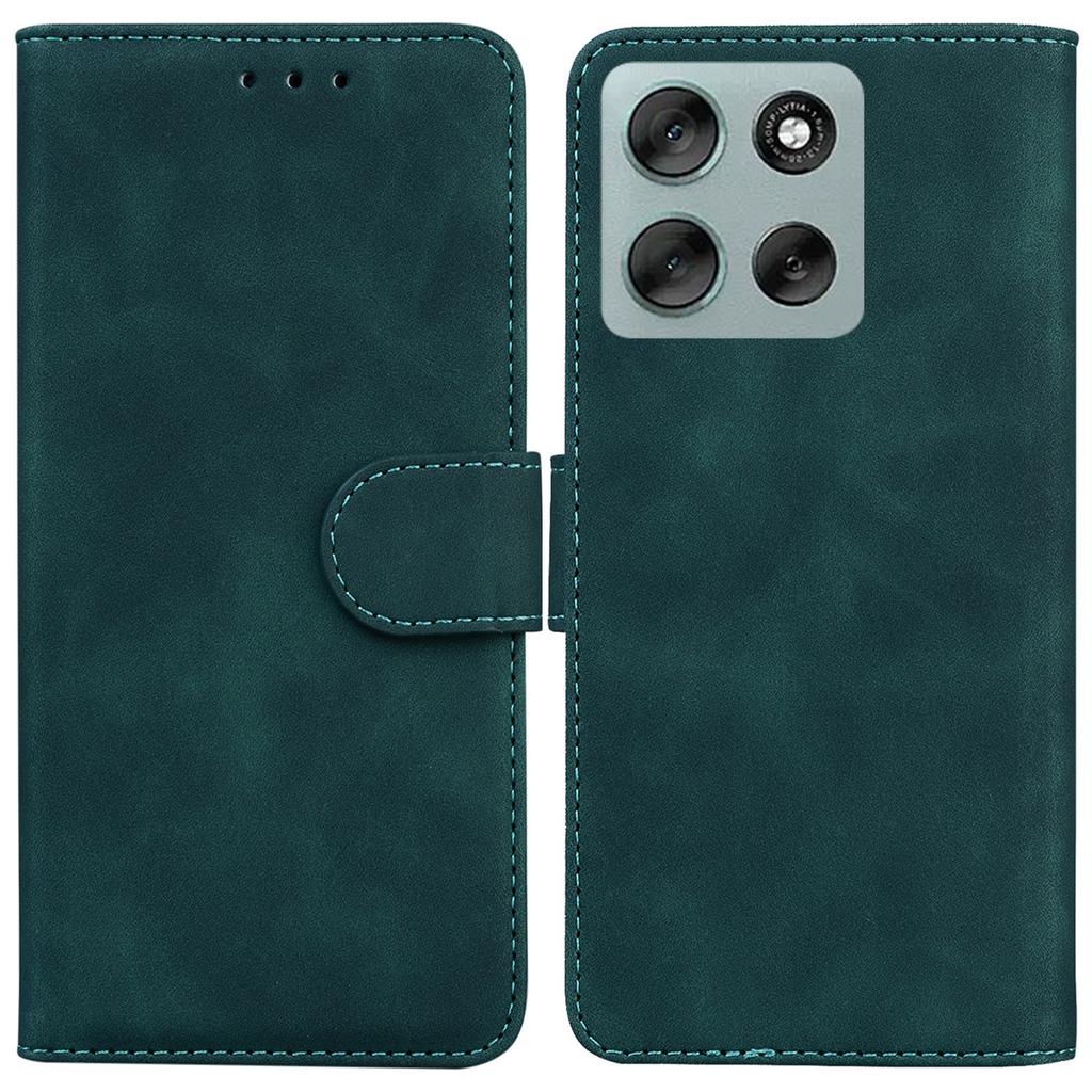 Etui dla Motorola Moto G56 5G, Jednokolorowe Skórzane Etui Portfelowe na Telefon