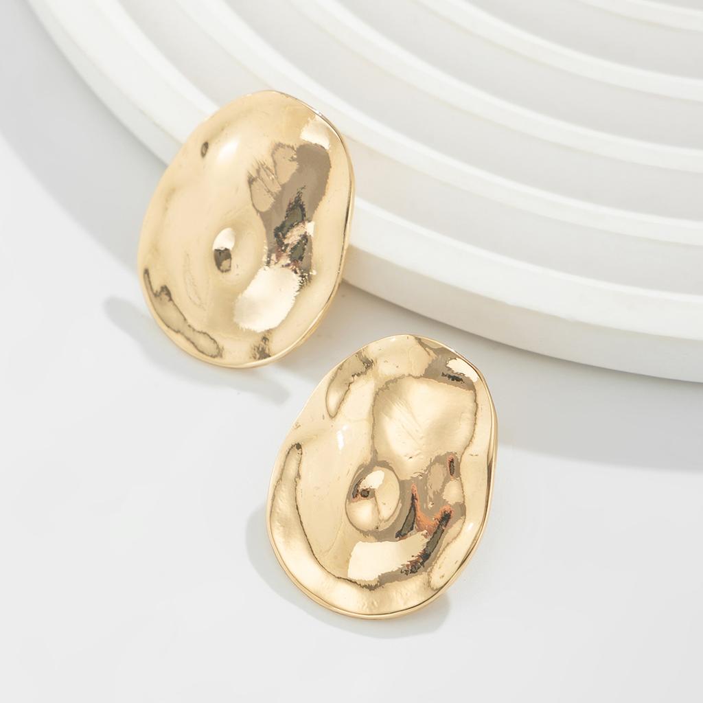 Simple Metal Irregular Stud Earrings For Women Exaggerated Gold Color Geometric Smooth Statement Earrings Jewelry Party Gifts