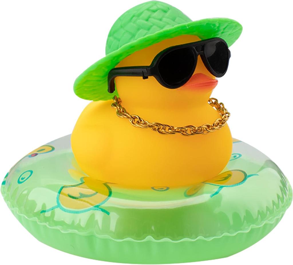 Car Rubber Duck Dashboard Yellow Duck Decoration For Car Dashboard Decorations Duck Toy With Swim Ring