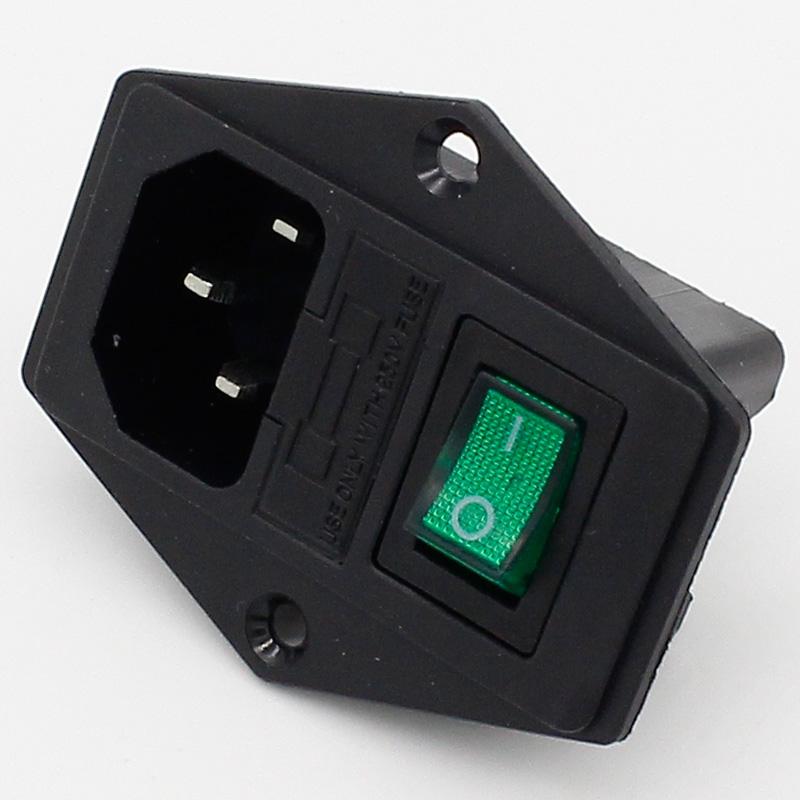 5pcs  brass part  with 10A fuse  power socket with Rocker Switch ac socket 3 Terminal Power Socket with Fuse Holder Connector