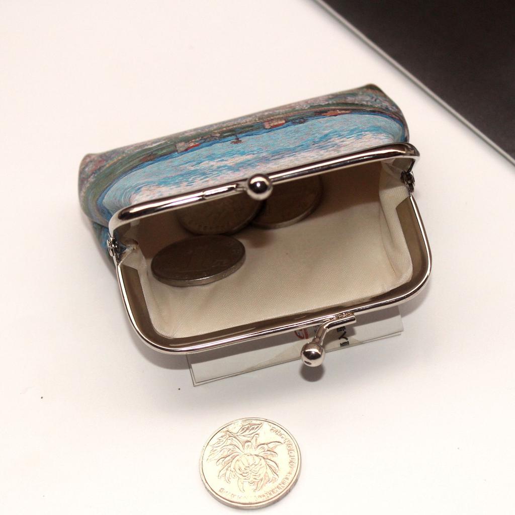 Monedero pequeño de piel sintética con estampado vintage para mujer, tarjetero y cartera corta.