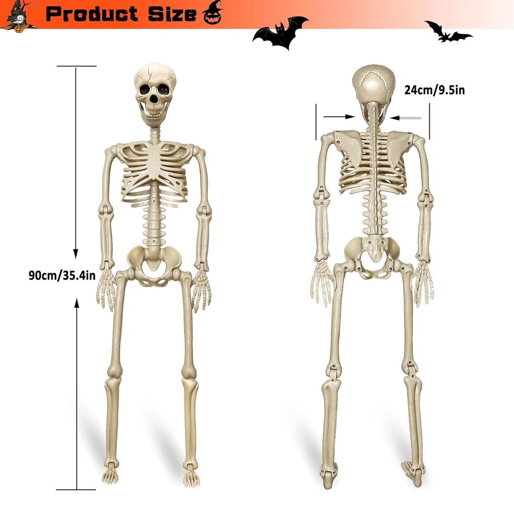 90cm Halloween Skeleton Decor Poseable Joints For Creepy Positions, Perfect For Yard/haunted House Displays Skeleton Props