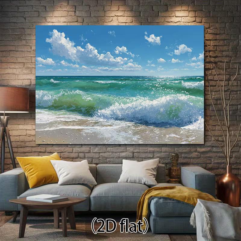 2D Tropical Beach Backdrop Summer Ocean Wave Party Photo Background