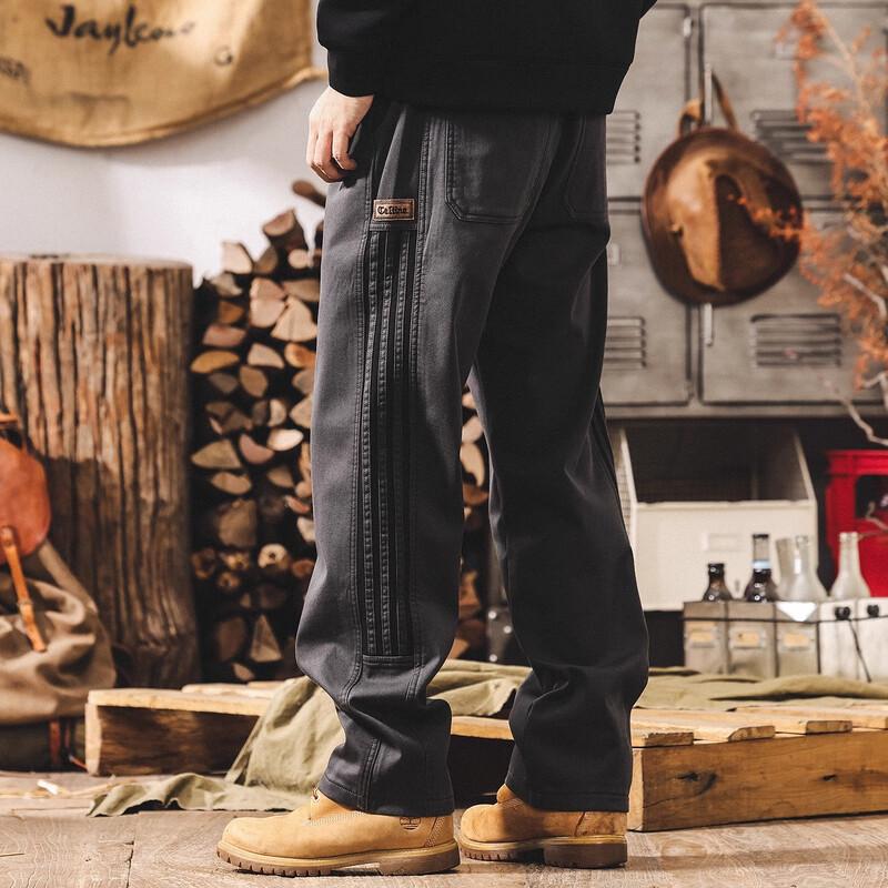 Jie Lei Nuo Men's American Retro Three-Stripe Loose Straight Leg Casual Pants