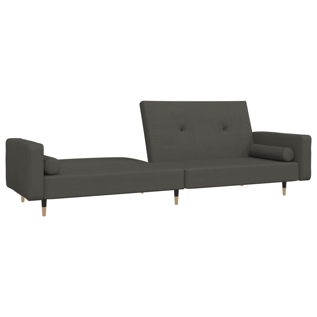 2 Seater Sofa Bed with 2 Pillows Dark Gray Velvet