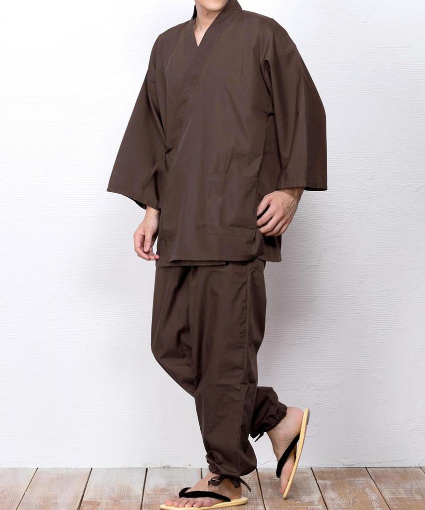 Samue Large Sizes Suitable for All Seasons [KYOETSU] Men's (Japanese workwear) - Summer/Winter, Available, (LL, Brown)