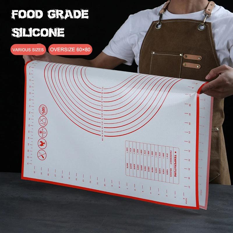 Oversize 80/70/60Cm Silicone Baking Mat Pastry Rolling Kneading Pad Kitchen Crepes Pizza Dough Non-Stick Pan Pastry Mat