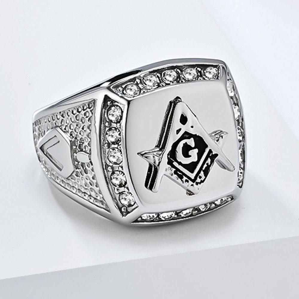 Retro Hip-Hop Freimaurer Titanstahl Ringe Ring Herren Persönlichkeit Dominant Bruderschaft Schmuck