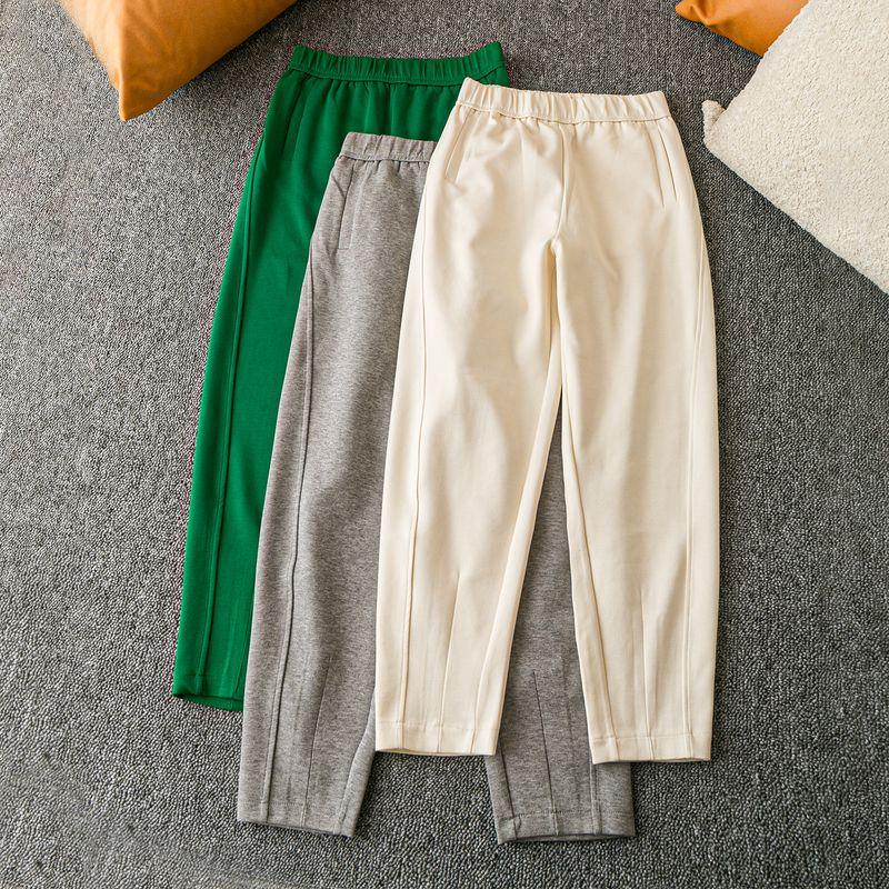 

Весна и Осень Экспортный K-стиль Новое поступление Молодежная популярность Мода, уменьшающая возраст Универсальные брюки кэжуал на резинке Light gray S