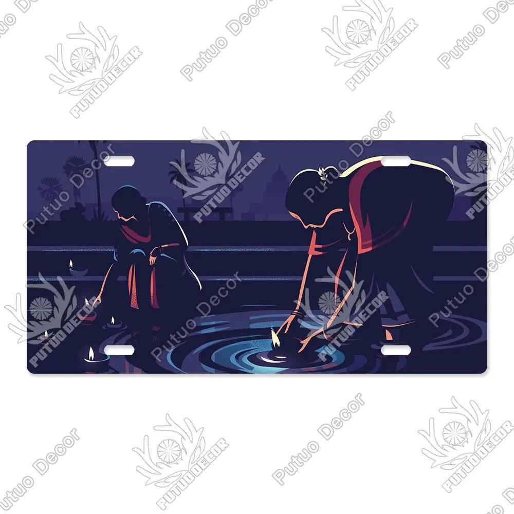 Putuo Decor Ilustrace SPZ Plechová cedule Plaketa Kovová dekorativní deska do auta Dveře do obývacího pokoje Domácí nástěnná dekorace