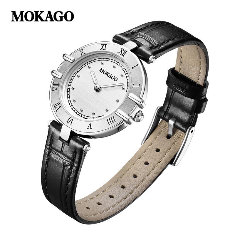 Mokaka Vintage Cloth Texture Dial Quartz Watch with Roman Numerals – Waterproof Ladies Fashion Watch чёрный/серебряный