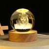 3D Hands Prayer Faux Crystal Ball with Wooden Base Clear Engraved Prayer Hand Ball Night Light Religious Christian Gifts for Women Men