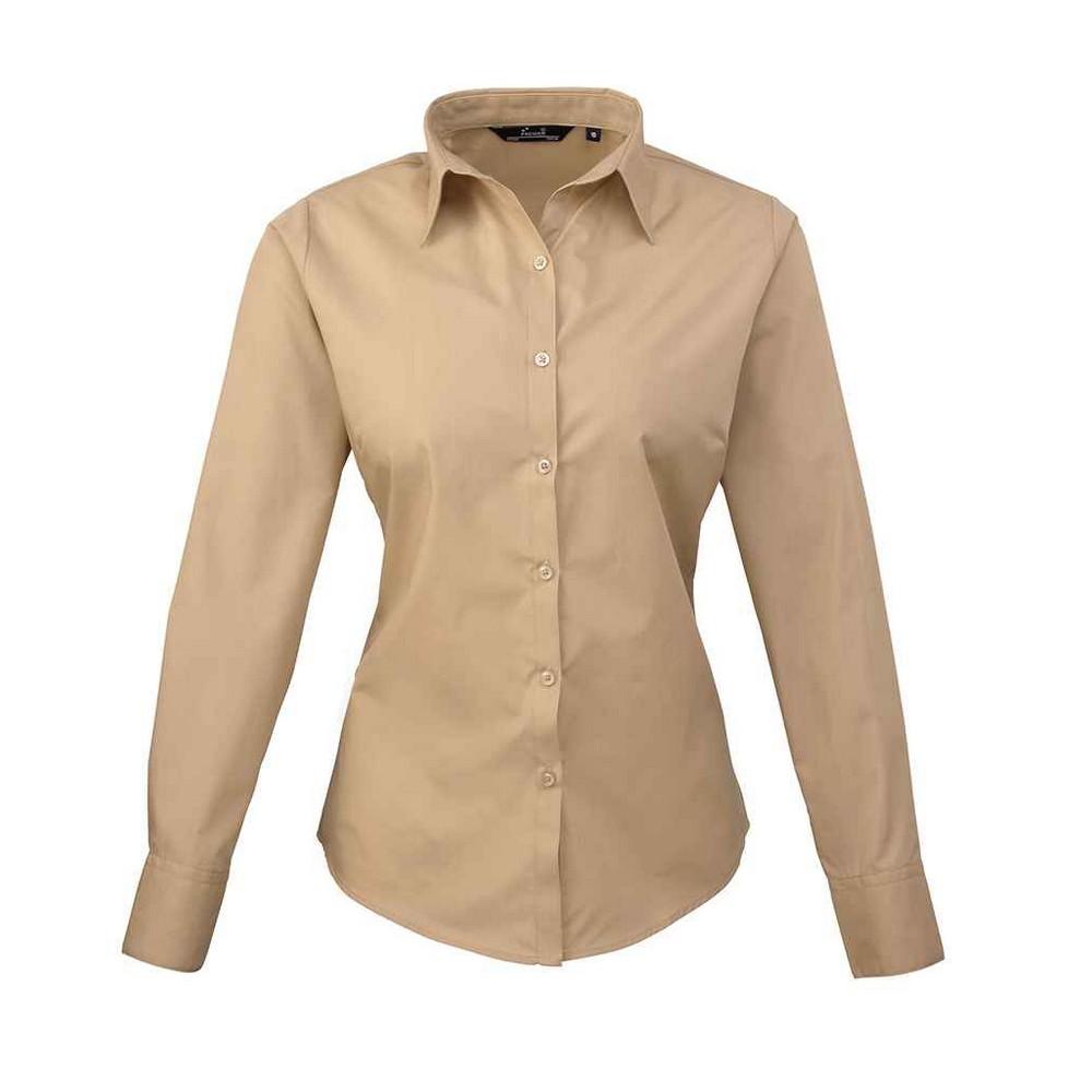 Premier Womens/Ladies Poplin Long-Sleeved Blouse
