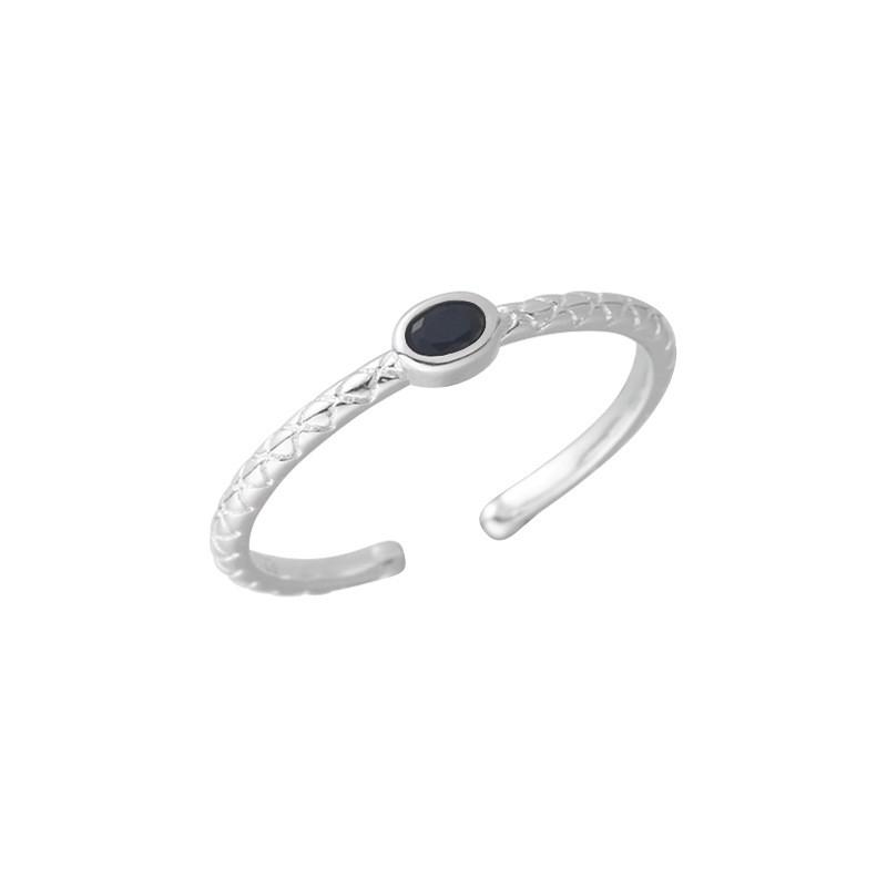 Adjustable Open Ring Women Sterling Geometric Rhombus Zircon Stone Minimalist Fashion Jewelry