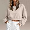 Women's Casual Cropped Sweatshirt Long Sleeve Pullover Crewneck Relaxed Fit Lightweight Top for Everyday Wear