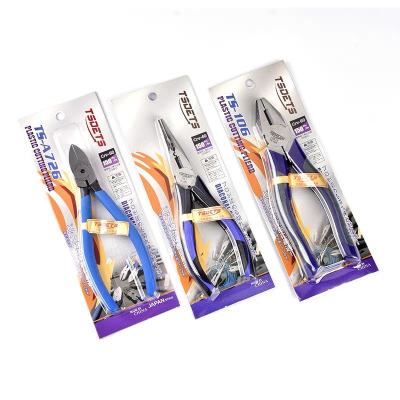 TSDETS Sprue Pliers Set: Includes 6" Side Cutting, 5" Diagonal Cutting, and 7" Wire Cutting Pliers for Plastic and Electrical Work.