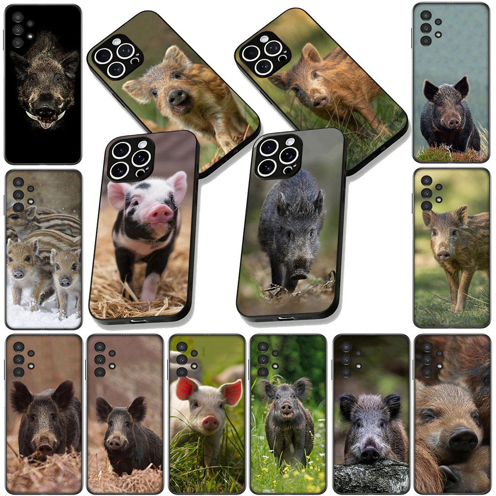 Soft Cover for Samsung Galaxy S25 S24 S23 FE Plus Ultra S7 Edge A16 A15 5G s25+ Coque Phone Case Wild Boar Pig