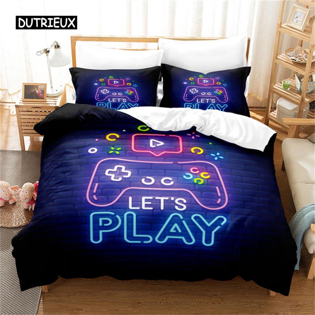 Games Duvet Cover Kids Gamepad Bedding Microfiber Video Game Controller Comforter Cover Twin Full for Teen Girl Boy Bedroom