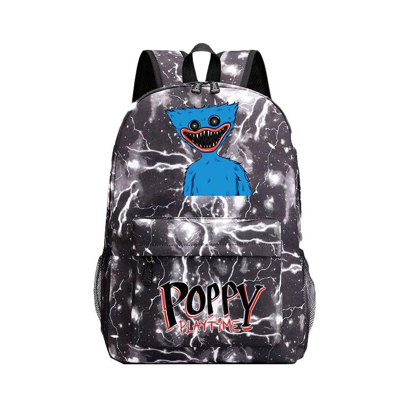 

Poppy Huggy Playtime Wuggy Cartoon Pattern Backpack Schoolbag Unisex Bag Travel Lightning Black
