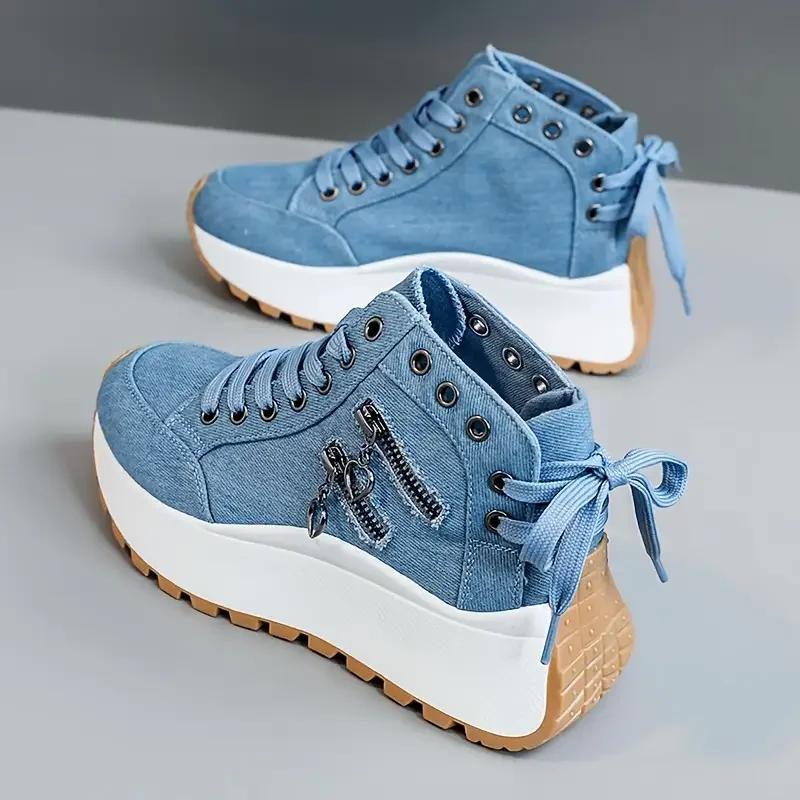 Fashion 2025 New Women Comfortable Outdoor Boots Baotou Trend Zipper Lace-up Shoes Women Non-slip Casual Fashion Platform Ankle Boots