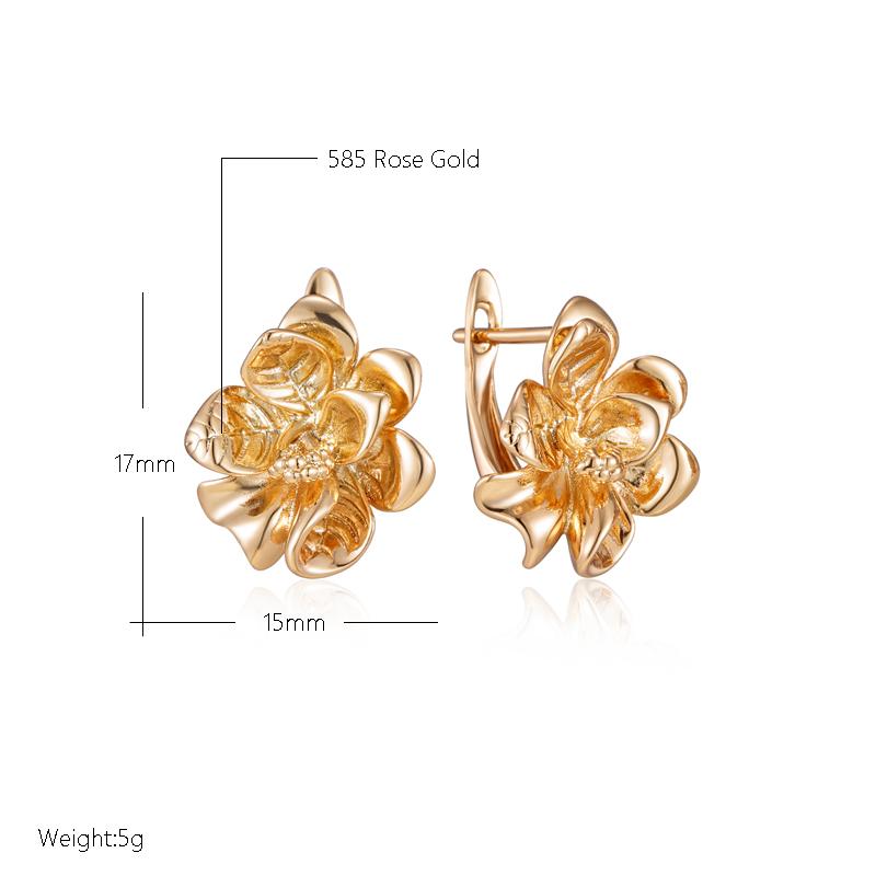 Einzigartige glänzende Hängeohrringe für Damen Mode Roségoldfarbenes Metall Blume Hohe Qualität Täglicher feiner Schmuck