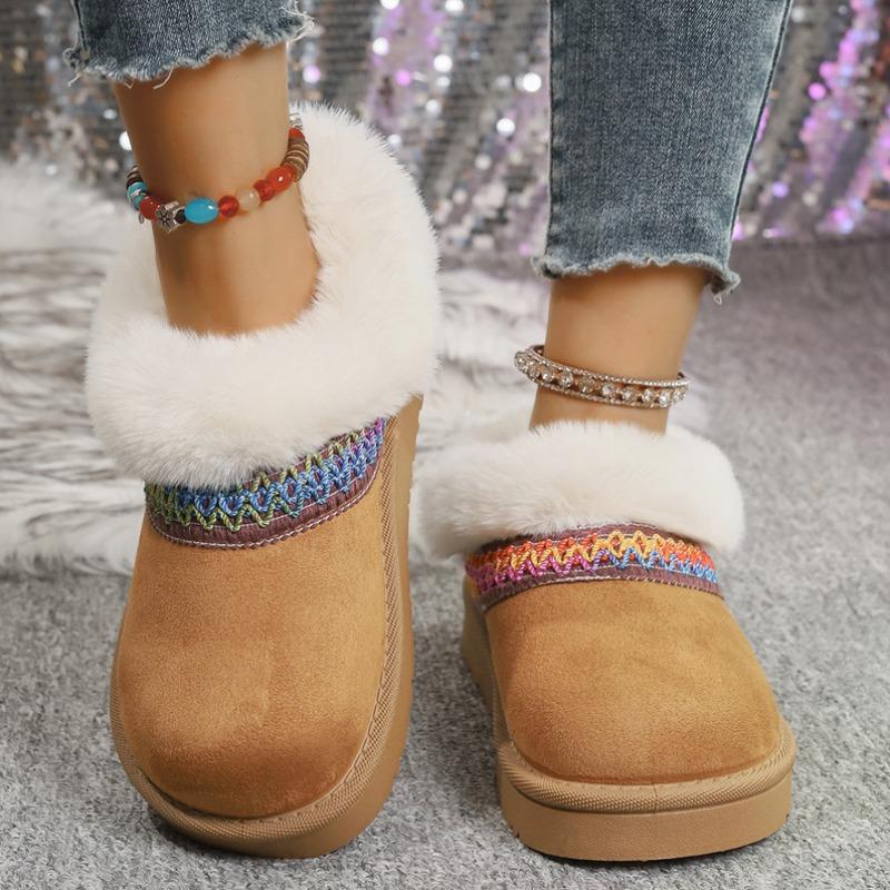 New Fleece Cuff Low-top Fleece Cotton Shoes for Women, Plus-size Warm Thick-soled Snow Boots
