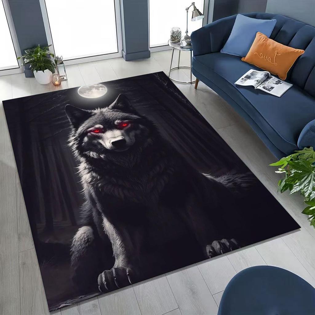 Norse Mythology Fenrir Wolf Beast Cartoon Rug for Bedroom Living Room Sofa Home Doormat Decor, Large Kid Play Non-slip Floor Mat