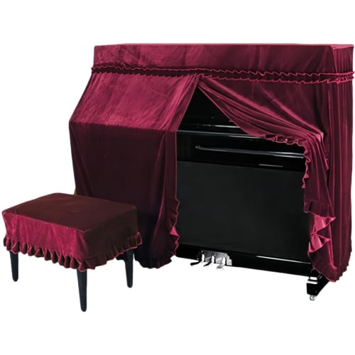 

LOOKGOU Upright Piano Full Cover, Velvet, with Single Seat Cover | Dustproof and Moisture-Resistant Upright Piano Cover [Compatible with Standard Size