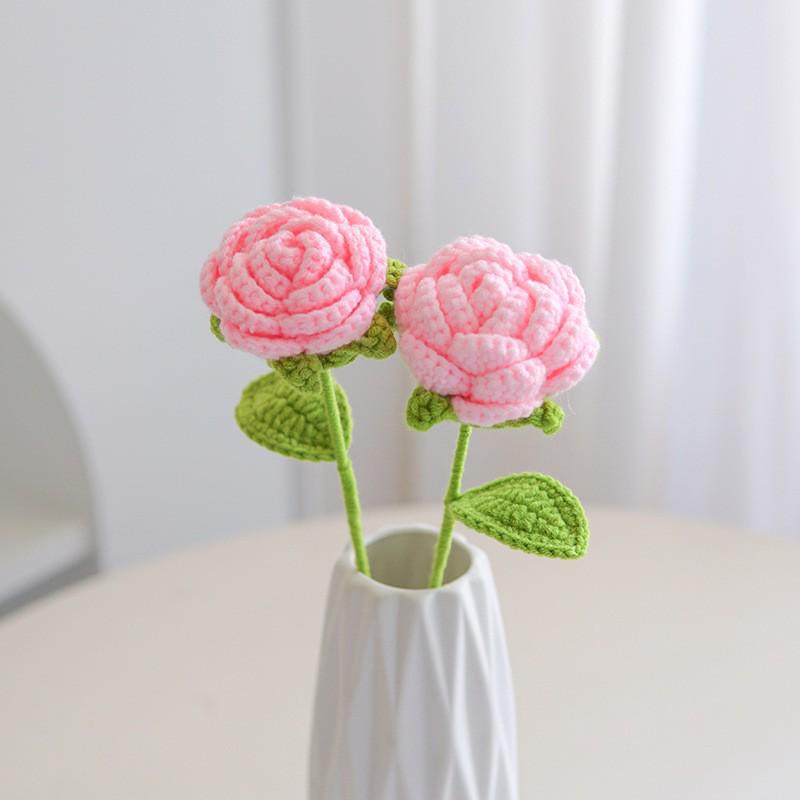 Handmade Woven Yarn Knitted Faux Flower Bouquet
