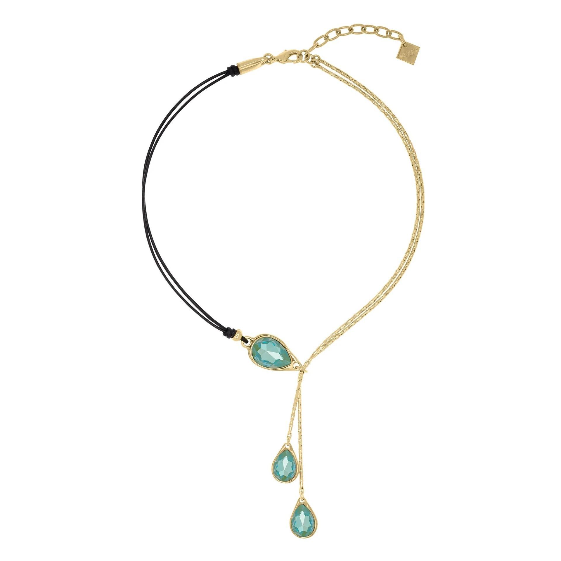 

Water Drop Stainless Steel Pendant Necklace Women S Versatile Light Luxury Diamond-Encrusted Blue And White Necklace