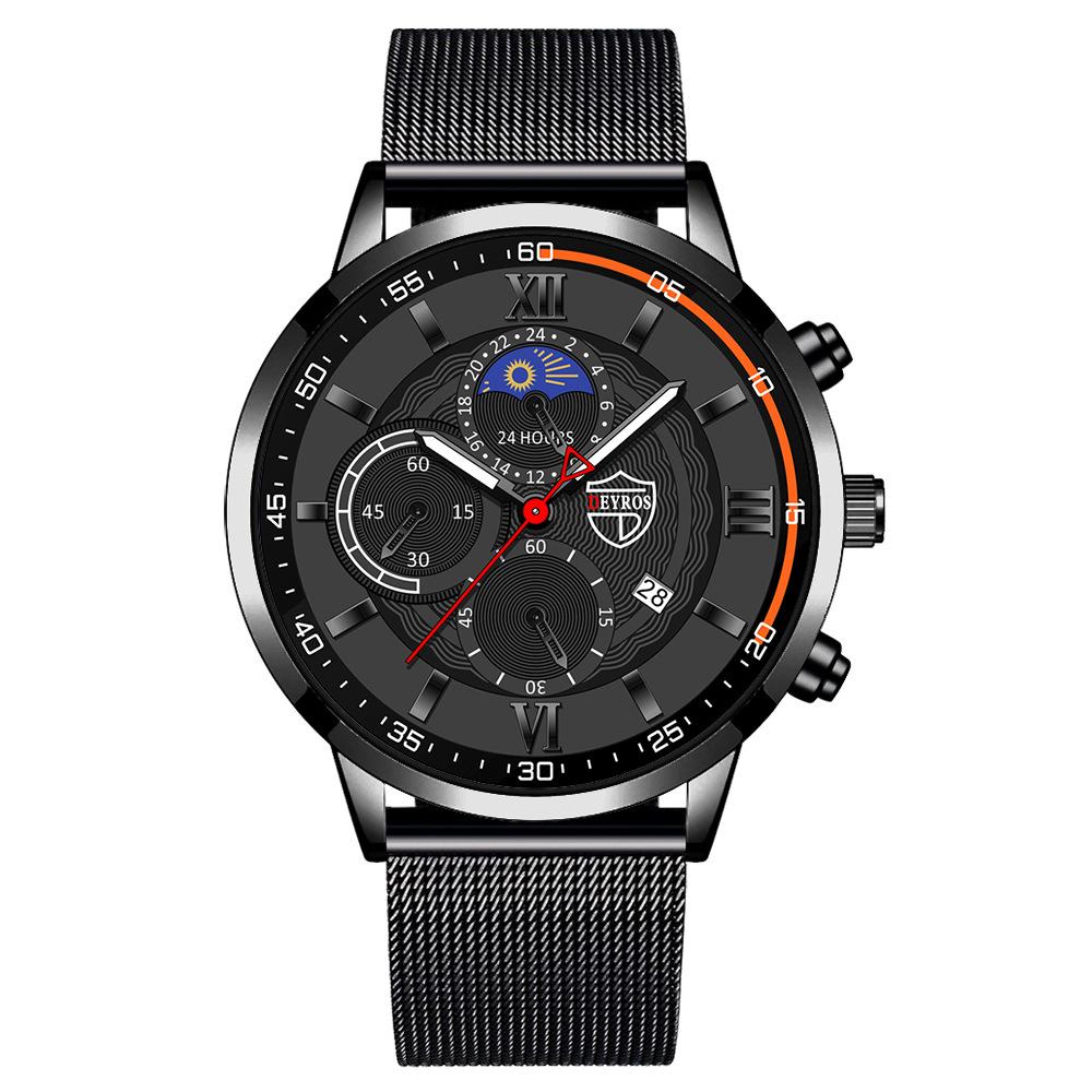 Men S Watch Stainless Steel Mesh Strap Date Luminous Quartz Watch