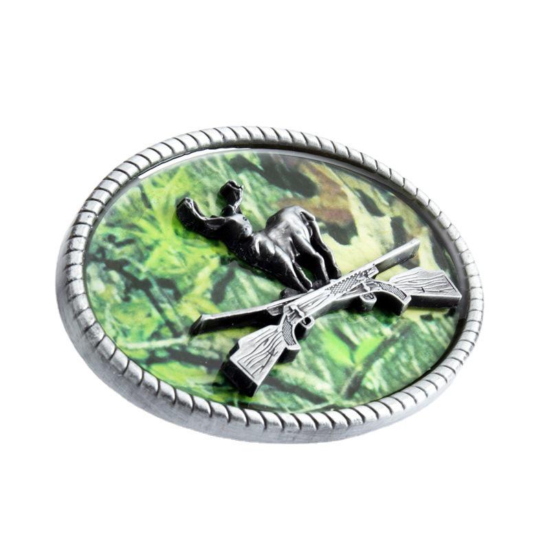 Zinc Alloy Double Gun Deer Design Hunting Belt Buckle