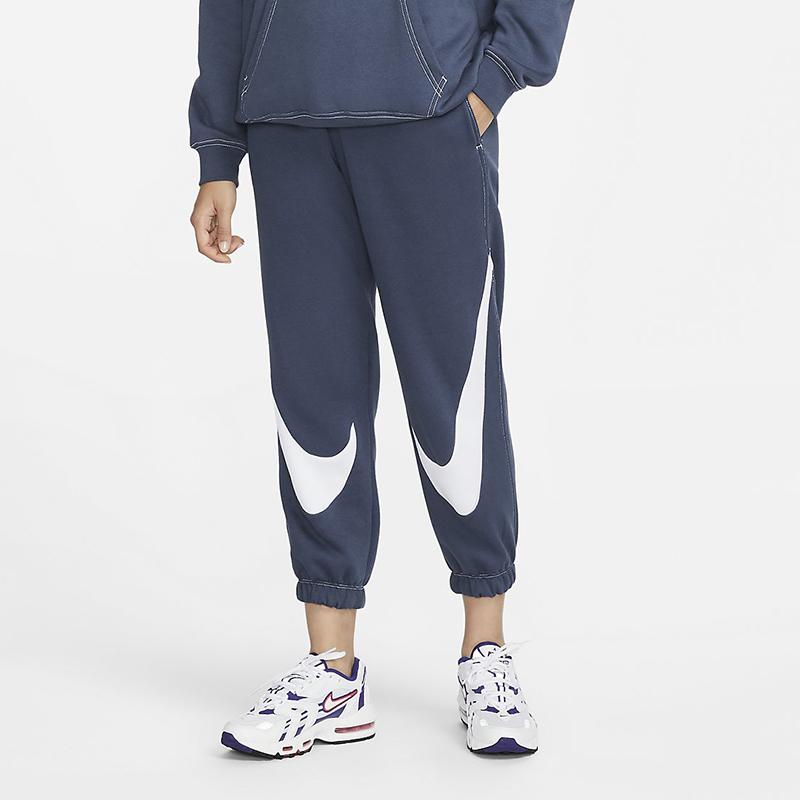 Nike Logo Symmetrical Vintage Cuffed Loose Fit Spliced Knitted Sports Pants Women pants Dark-Blue DD5583-437
