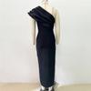 Spring new bandage dress temperament elegant fashion design slant shoulder diamond hip wrap dress